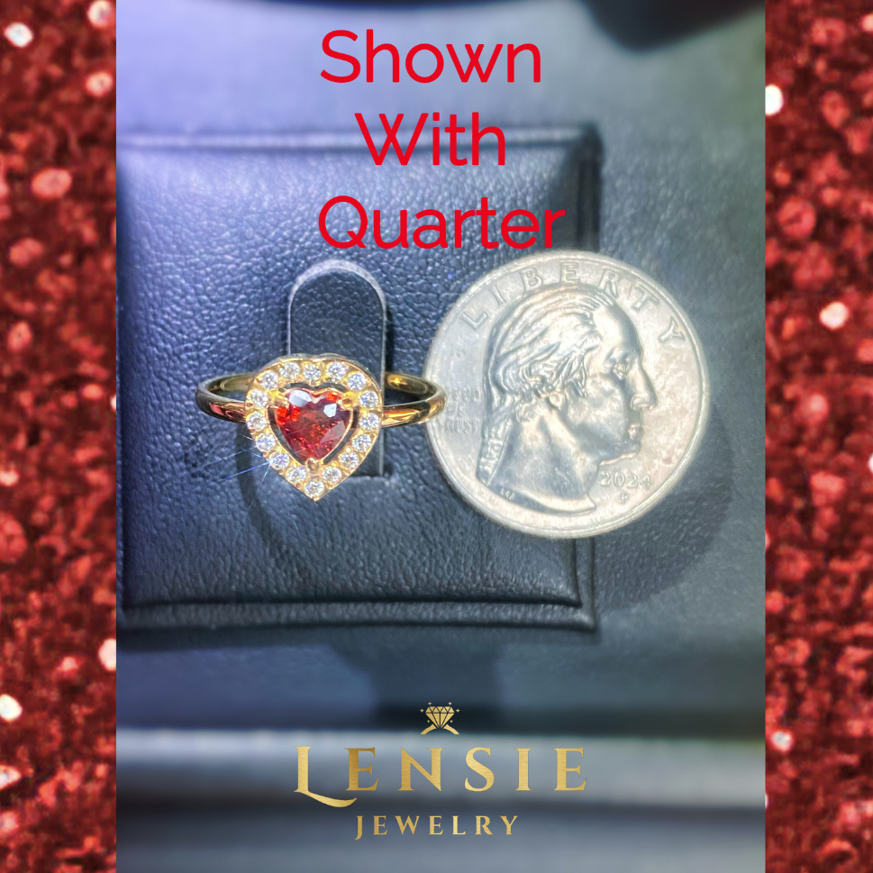 Garnet Birthstone Sparkle Adjustable Ring – January Red 5A Zircon Stainless Steel Adjustable Ring | Handmade | Gift for Her