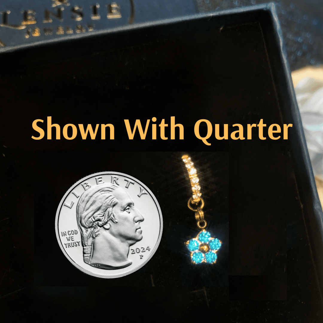 Celeste Flower Sparkle Earrings – Mid Blue 5A Zircon Stainless Steel Flower Earrings | Handmade | Gift for Her