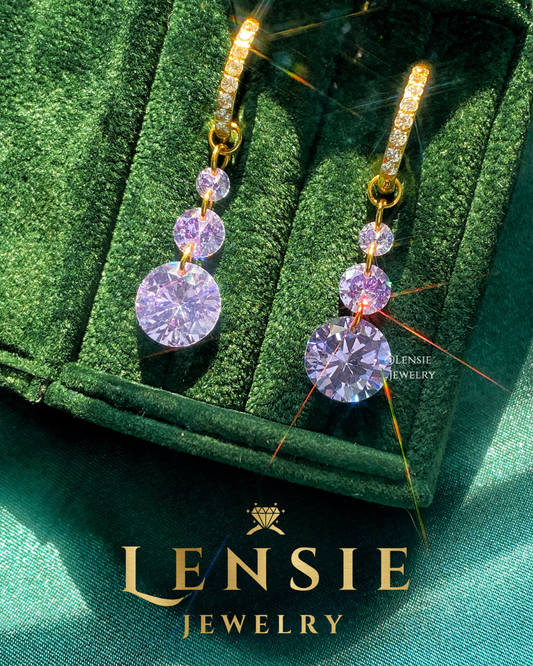 Alexandrite June Birthstone Sparkling 5A Zircon Hoop Earrings – Handmade Jewelry