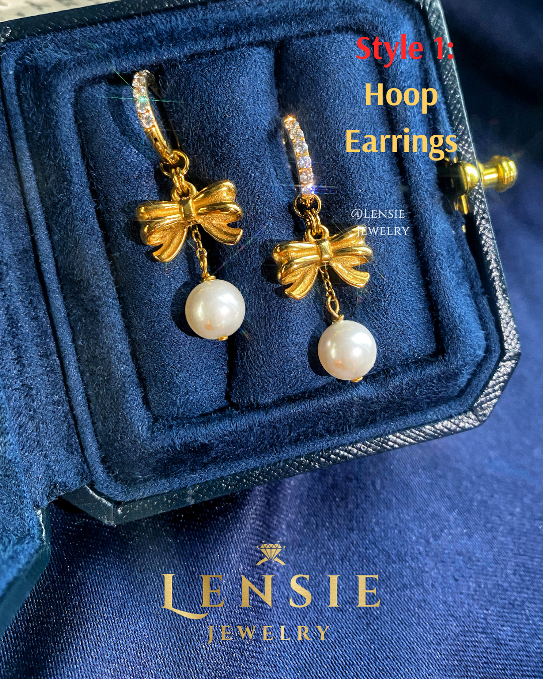 Bella Bow Pearl Hoop Or Hook Earrings – Handmade Jewelry
