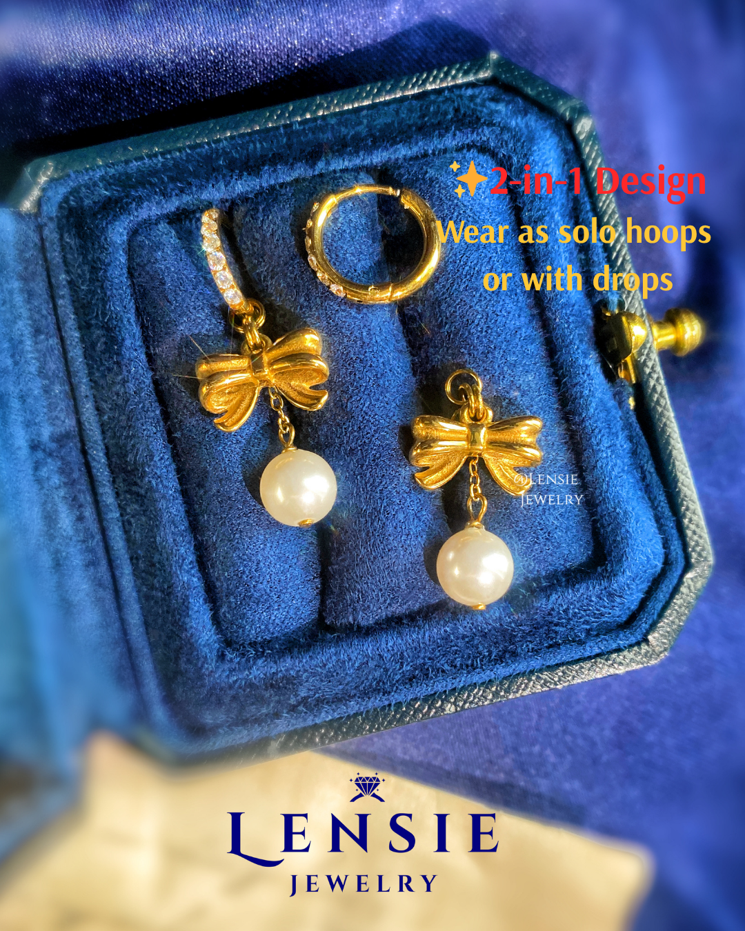 Bella Bow Pearl Hoop Or Hook Earrings – Handmade Jewelry