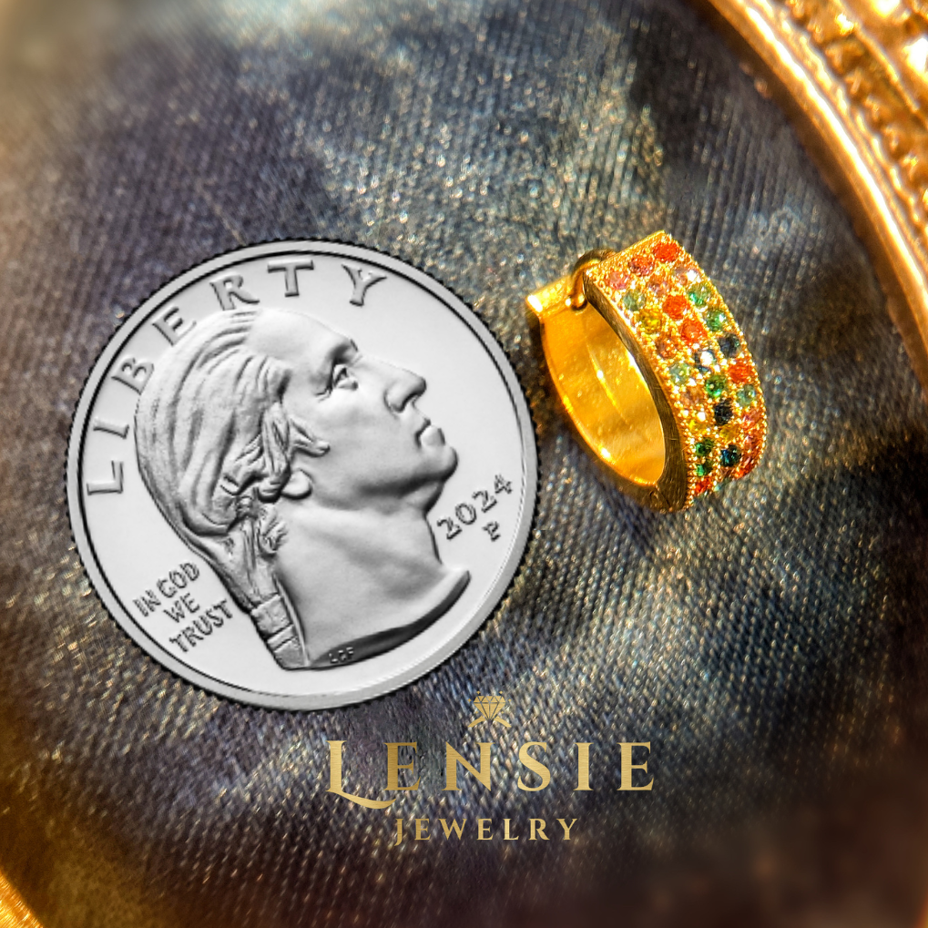 Iris White & Rainbow Hoop Earrings – Sparkling Zircon Stainless Steel Earrings | Handmade | Gift for Her