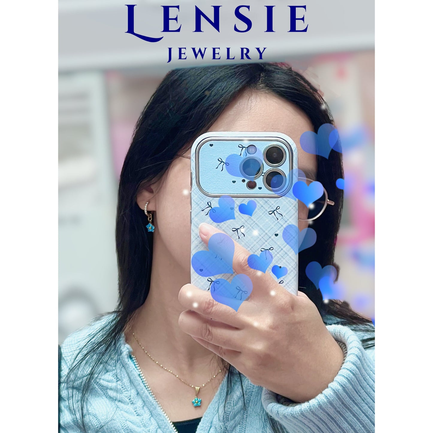 Celeste Flower Sparkle Earrings – Mid Blue 5A Zircon Stainless Steel Flower Earrings | Handmade | Gift for Her