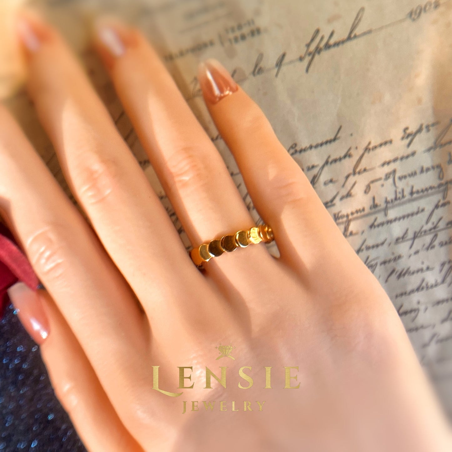 Serenity Gold-Plated Stainless Steel Curved Band Ring | Handmade | Gift for Her