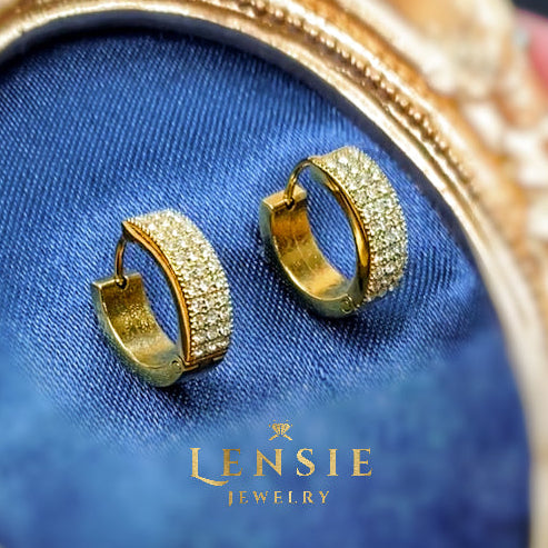 Iris White & Rainbow Hoop Earrings – Sparkling Zircon Stainless Steel Earrings | Handmade | Gift for Her