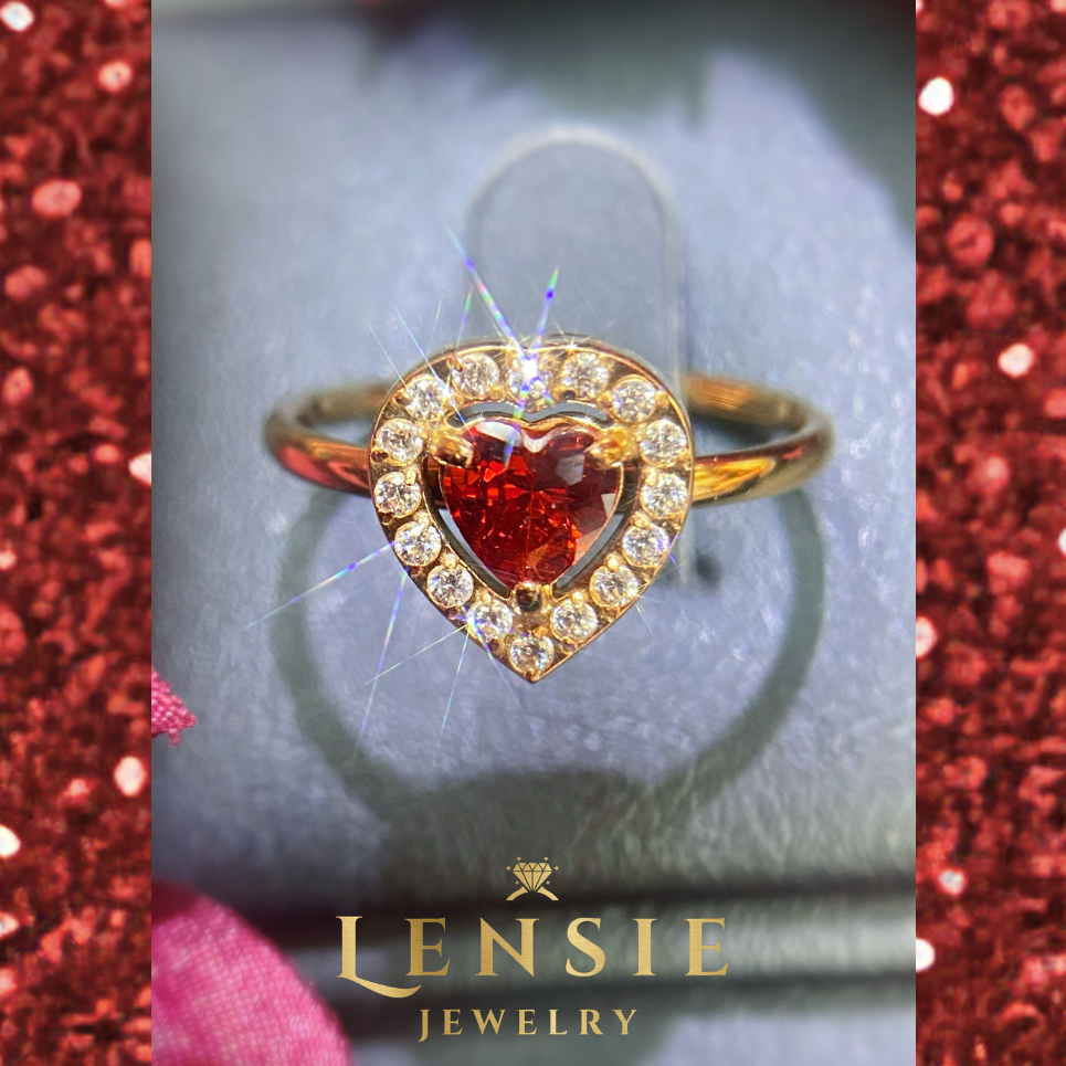 Garnet Birthstone Sparkle Adjustable Ring – January Red 5A Zircon Stainless Steel Adjustable Ring | Handmade | Gift for Her