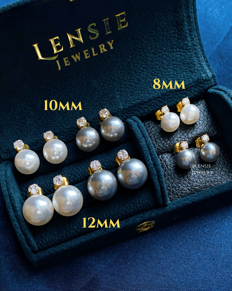 Grace Pearl Zircon Stud Earrings – Handmade Jewelry