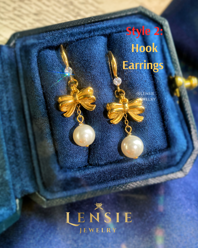 Bella Bow Pearl Hoop Or Hook Earrings – Handmade Jewelry