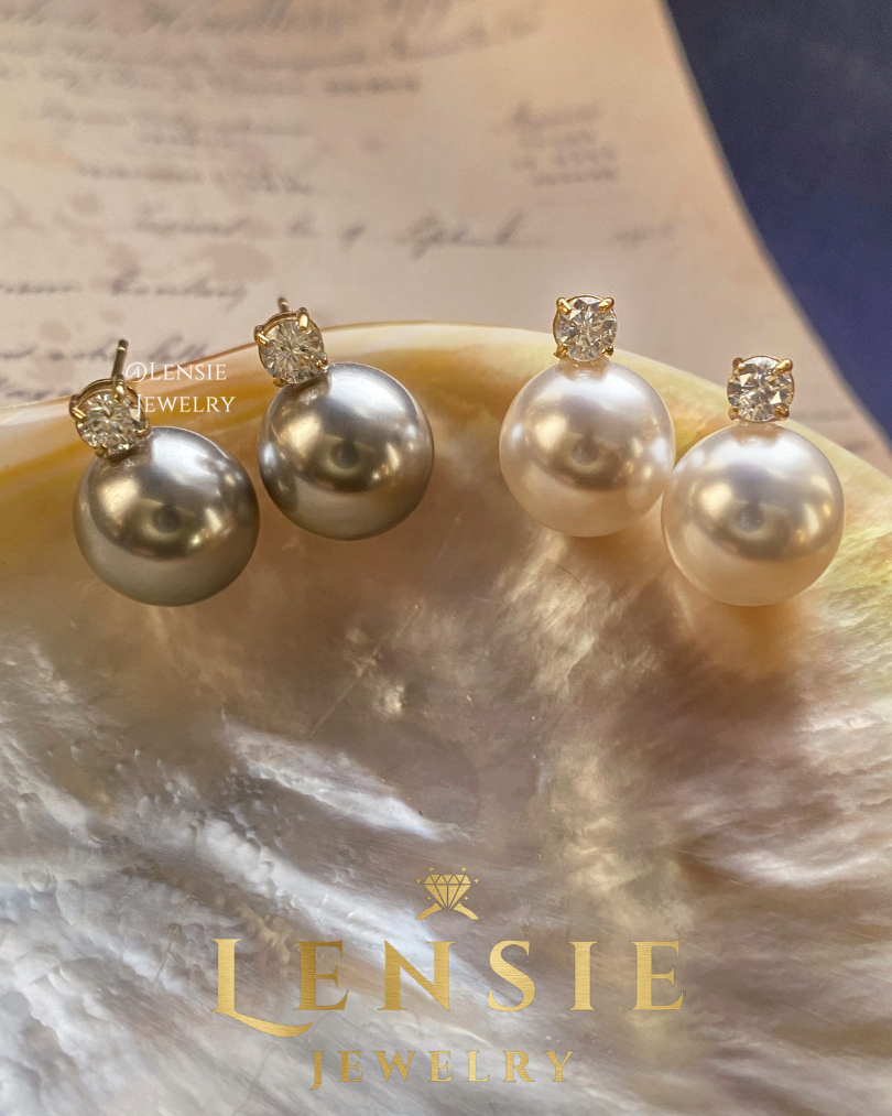 Grace Pearl Zircon Stud Earrings – Handmade Jewelry