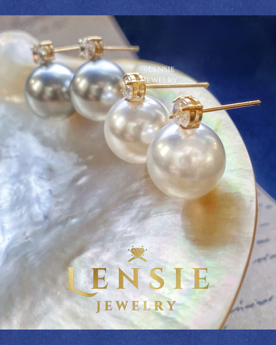 Grace Pearl Zircon Stud Earrings – Handmade Jewelry