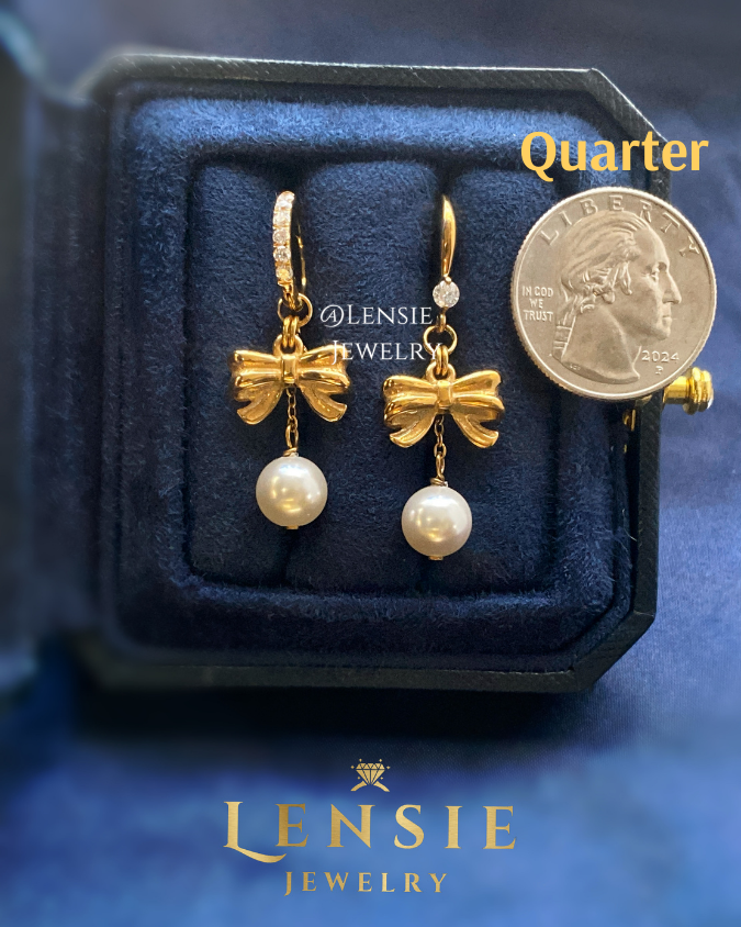 Bella Bow Pearl Hoop Or Hook Earrings – Handmade Jewelry