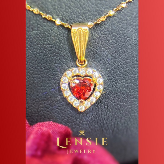 Garnet Birthstone Sparkle Necklace – January Red 5A Zircon Stainless Steel Necklace | Handmade | Gift for Her