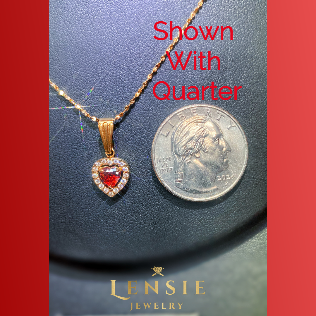 Garnet Birthstone Sparkle Necklace – January Red 5A Zircon Stainless Steel Necklace | Handmade | Gift for Her