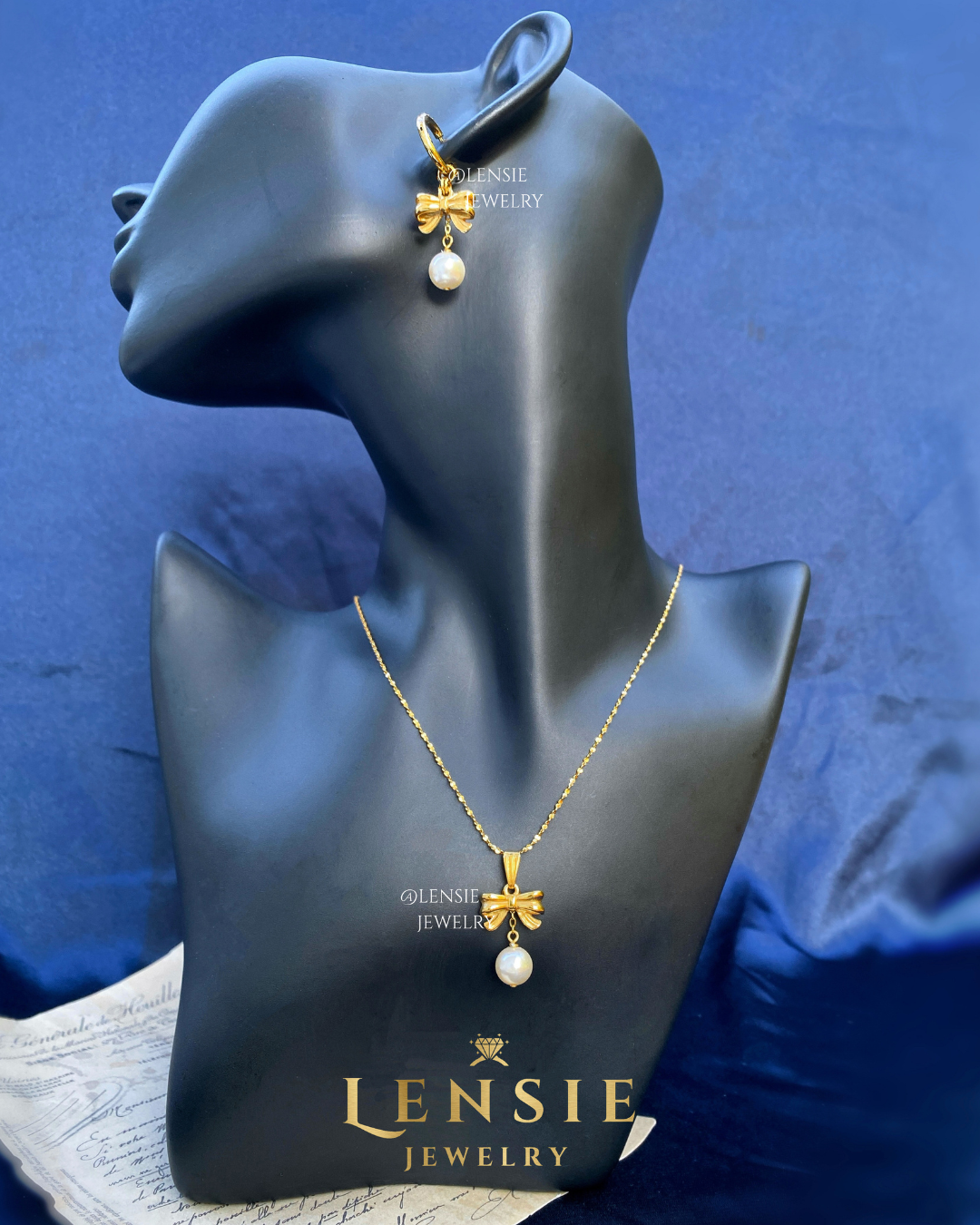 Bella Bow Pearl Pendant Necklace – Handmade Jewelry