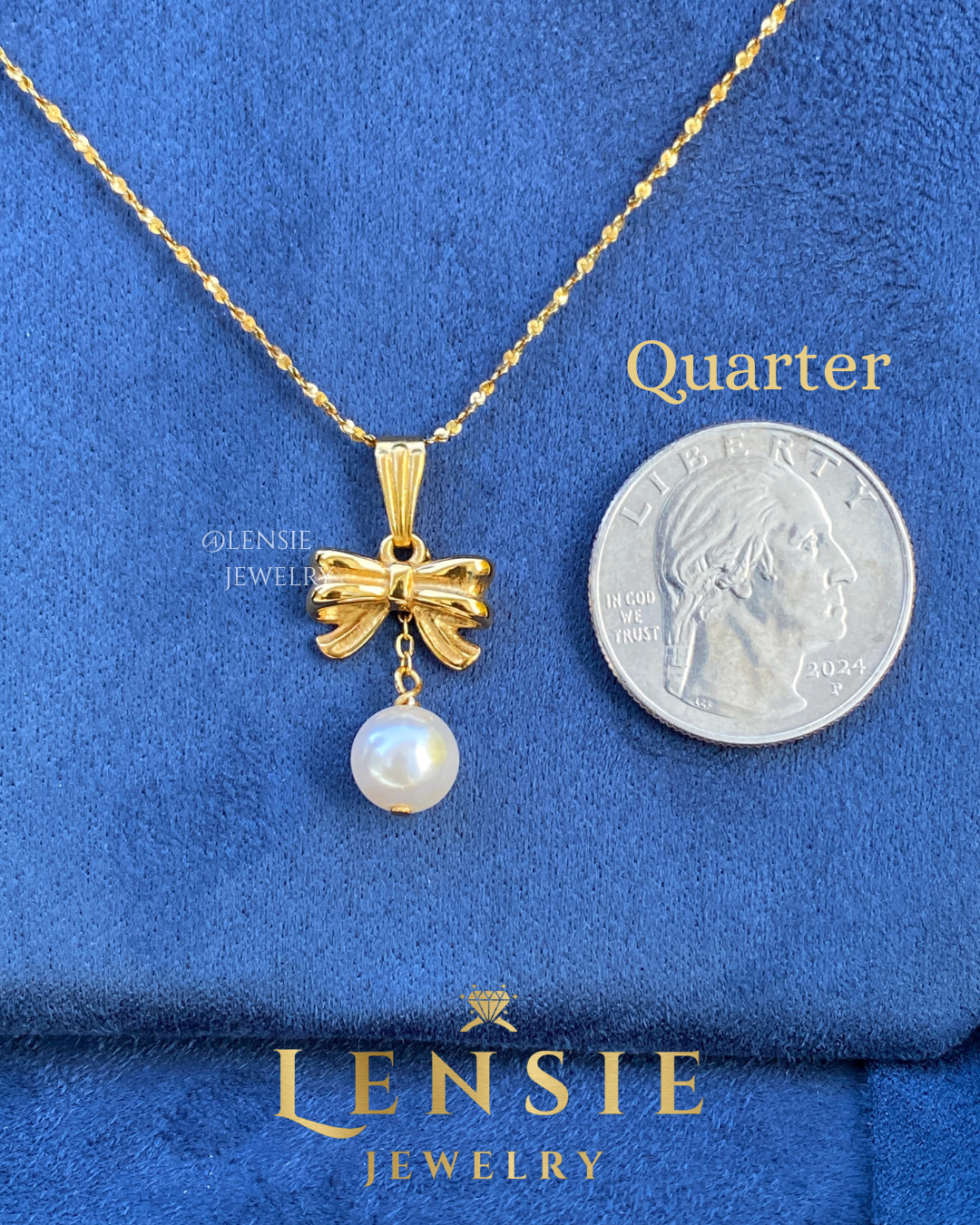 Bella Bow Pearl Pendant Necklace – Handmade Jewelry