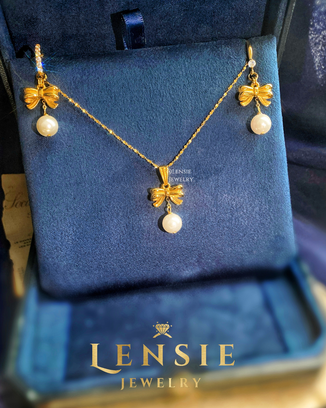 Bella Bow Pearl Pendant Necklace – Handmade Jewelry