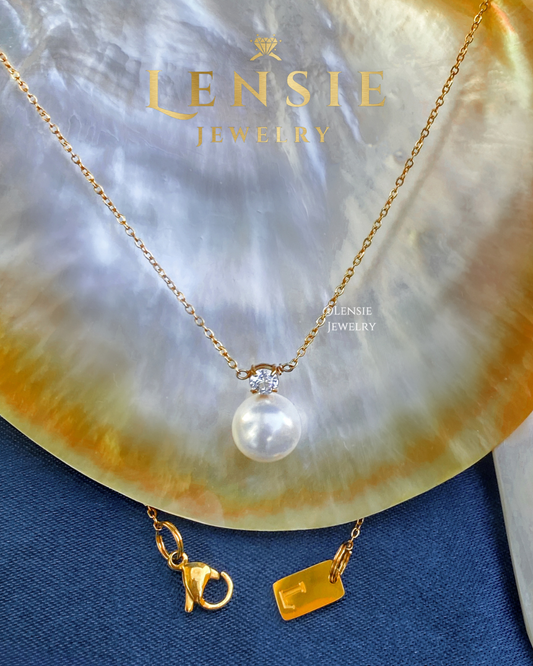 Grace Pearl Zircon Necklace – Handmade Jewelry