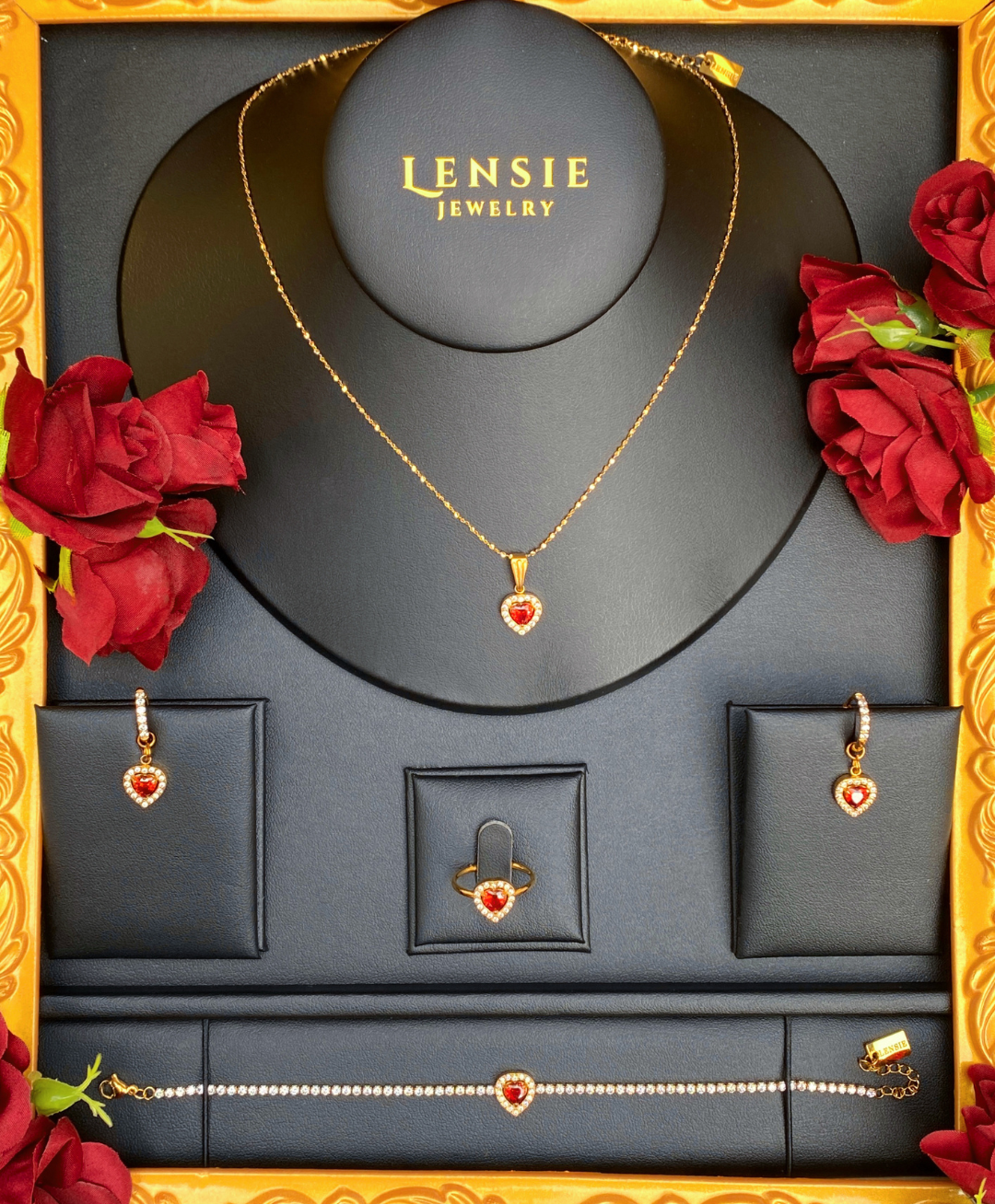 Garnet Birthstone Sparkle Necklace – January Red 5A Zircon Stainless Steel Necklace | Handmade | Gift for Her