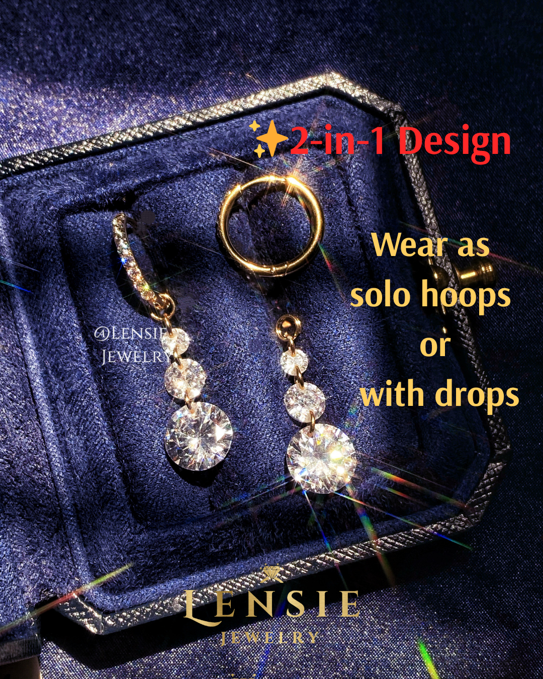 April Birthstone White Sparkling 5A Zircon Hoop Earrings – Handmade Jewelry