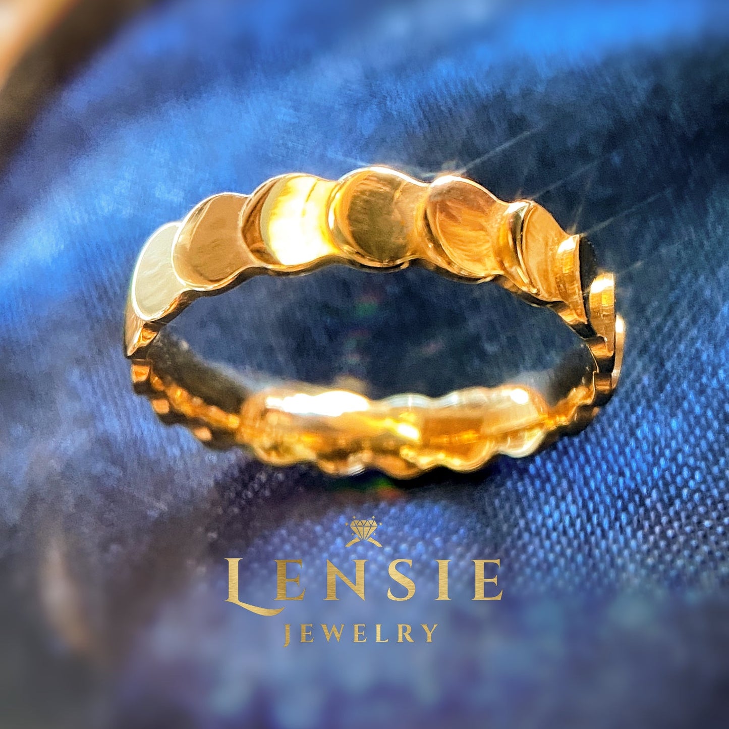 Serenity Gold-Plated Stainless Steel Curved Band Ring | Handmade | Gift for Her