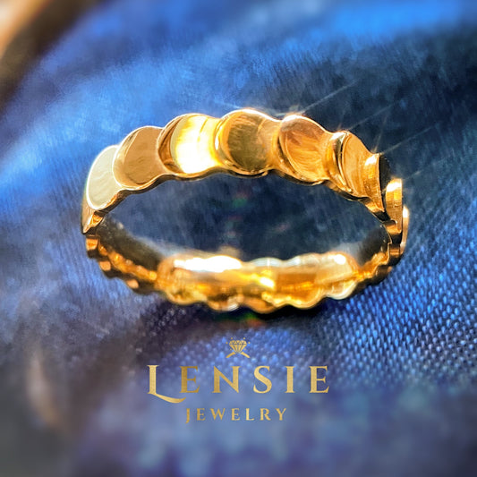 Serenity Gold-Plated Stainless Steel Curved Band Ring | Handmade | Gift for Her