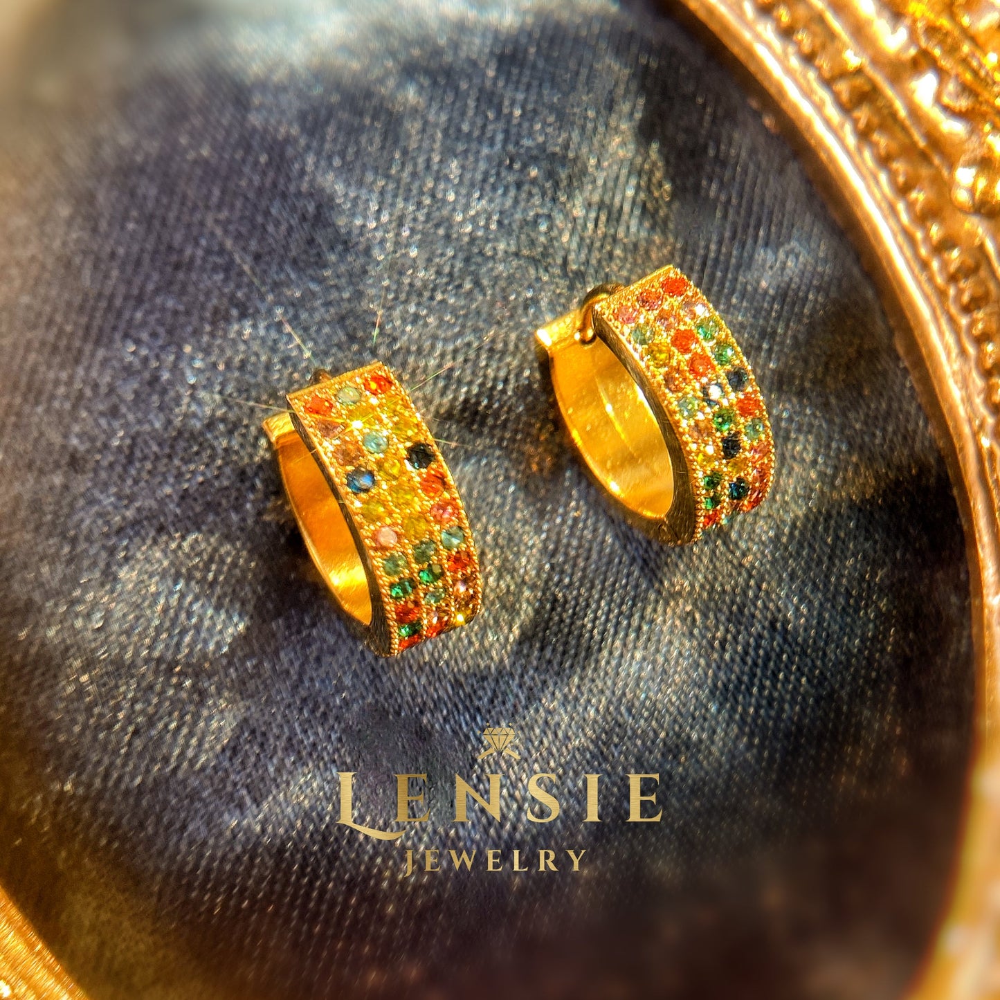 Iris White & Rainbow Hoop Earrings – Sparkling Zircon Stainless Steel Earrings | Handmade | Gift for Her