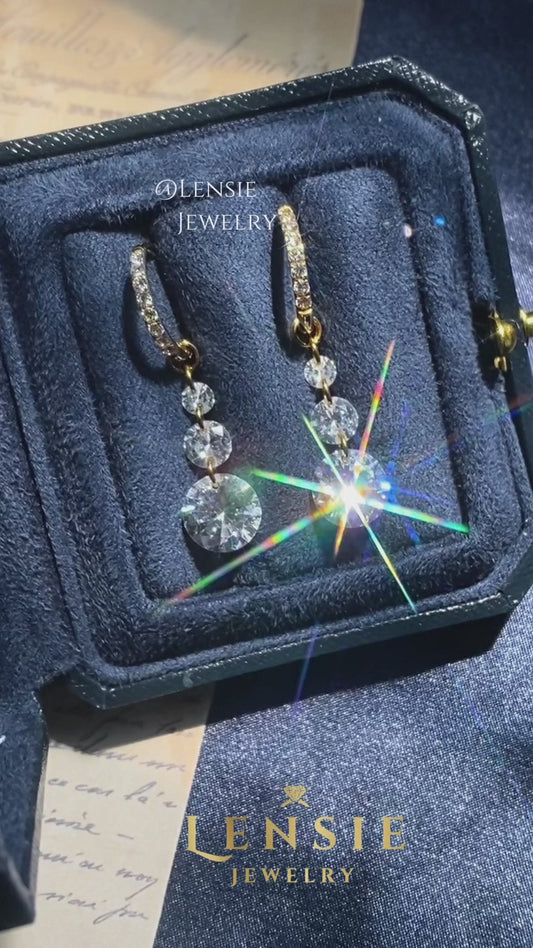 April Birthstone White Sparkling 5A Zircon Hoop Earrings – Handmade Jewelry