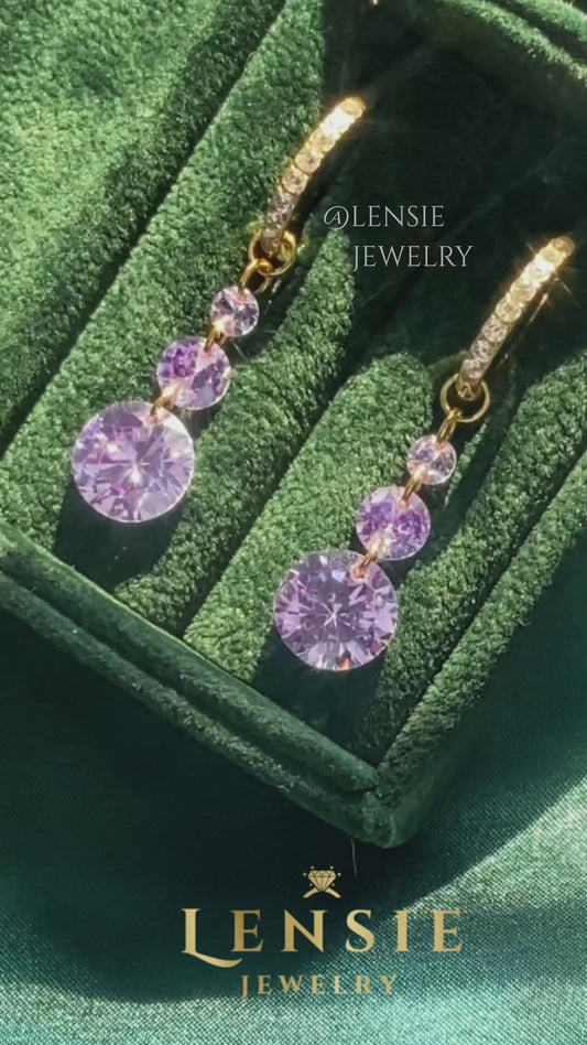 Alexandrite June Birthstone Sparkling 5A Zircon Hoop Earrings – Handmade Jewelry